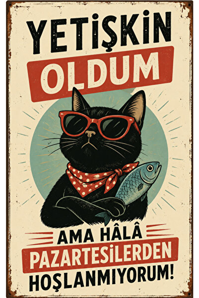 Lucena Ja sam odrasla osoba, ali ne volim ponedeljke - retro metalna zidna ta...