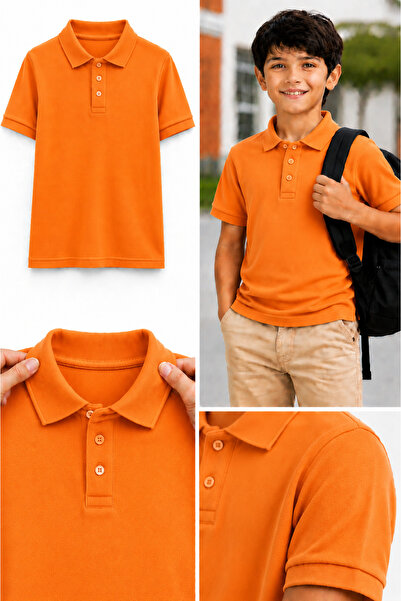 Nacar Unisex Polo Yaka %100 Pamuk Okul Kıyafeti Yakalı Kısa Kol Tshirt