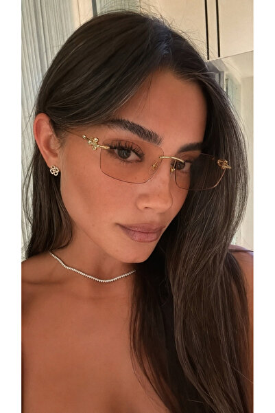 Goldmine Unisex Premium Köşeli Toffy Güneş Gözlüğü UV400 Rose | Kılıf ve Silme Bezi Hediyeli