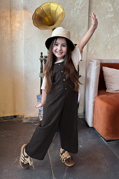 Mioma Kids Patched Overalls Bitter Brown