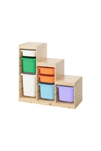 IKEA Modern Beyaz Oyuncak Saklama Ünitesi 99x44x91 cm Çocuk Odası İskandinav Depolama Modüler