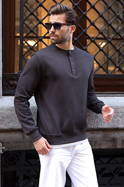 Madmext Bitter Coffee Double Color Crew Neck Men's T-Shirt E7196