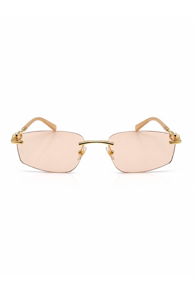 Goldmine Unisex Premium Köşeli Toffy Güneş Gözlüğü UV400 Rose | Kılıf ve Silme Bezi Hediyeli