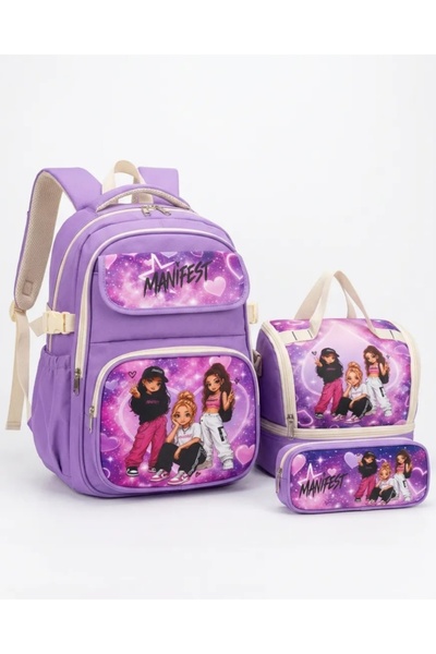 KY A+ Quality Lila Manifest Girls Primary School Orthopedic 3-Piece Bag Set w...