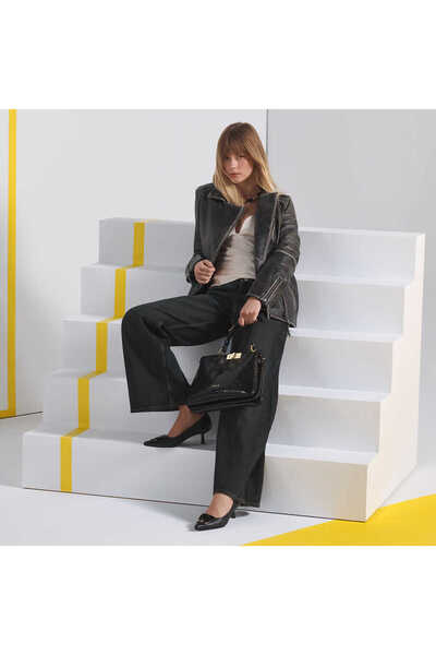Tergan Siyah Hakiki Deri Kadın Stiletto - K25S1AY68127-A23