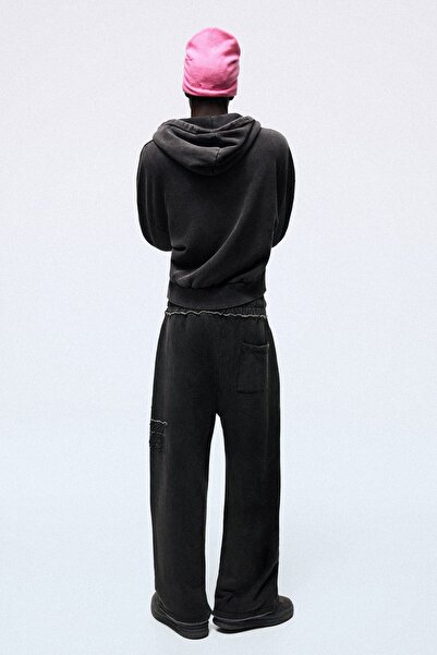 Bershka Yıkamalı fermuarlı kapüşonlu sweatshirt