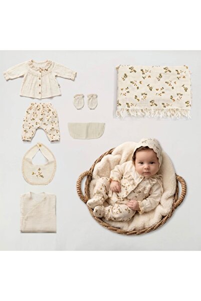 ZEYNUKO Baby Girl Floral Embossed Muslin 0-3 Months 10-Piece Newborn Hospital...