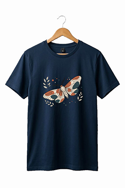 The Baski Butterfly Pattern Printed 100% Cotton Crew Neck Women's Men's Basic...