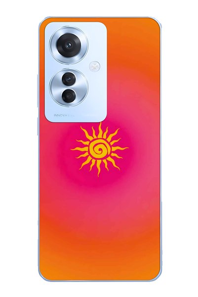 FLAMENKO Oppo Reno 11F 5g Compatible Retro Sun Pattern Transparent Phone Case