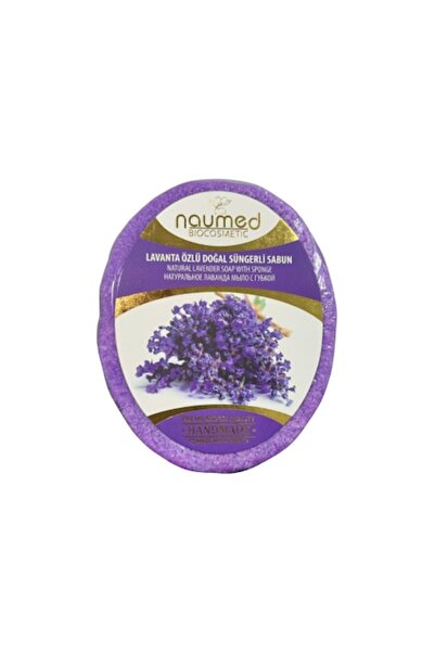 NAUMED Săpun exfoliant 2-în-1, cu burete și lavandă, 140 g, pentru curățarea ...