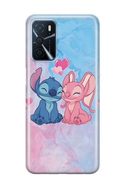 FLAMENKO Oppo A16 / A55 Compatible Stitch Angel Patterned Transparent Phone Case