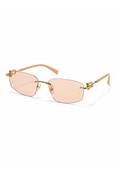 Goldmine Unisex Premium Köşeli Toffy Güneş Gözlüğü UV400 Rose | Kılıf ve Silme Bezi Hediyeli