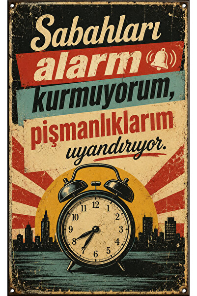 Lucena Ne postavljam alarm ujutru Retro metalni zidni znak Duhovita vintage d...