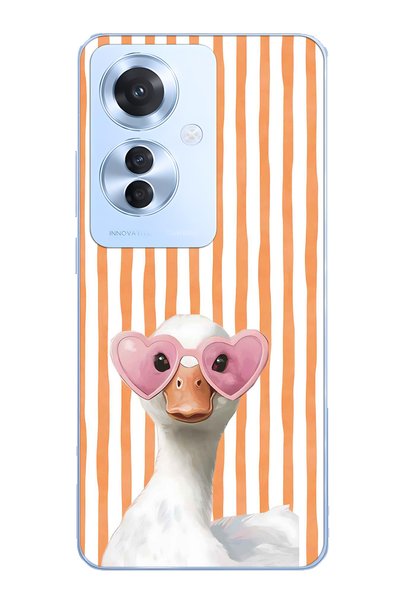 FLAMENKO Oppo Reno 11F 5g Compatible Transparent Phone Case with Heart Glasse...