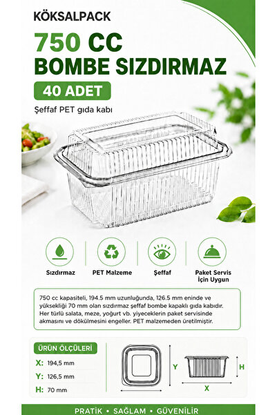 Köksal Pack 40 Pieces 750 Cc Curved Leak-Proof Transparent Pet Food Container...