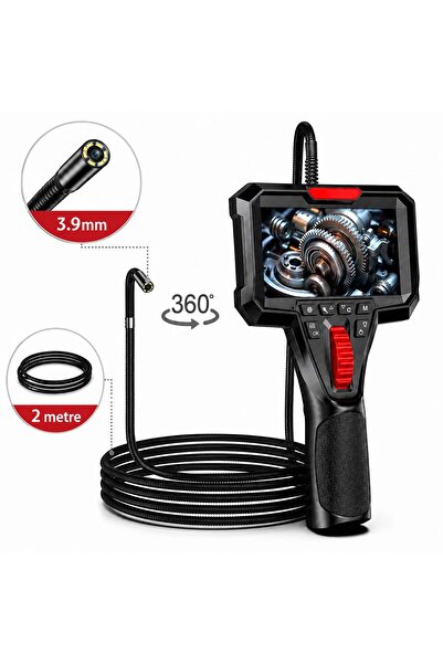 YM Y400 360 Derece Oynar Başlı 3.9mm Lens 2 Metre Kablo Endüstriyel Endoskop ...