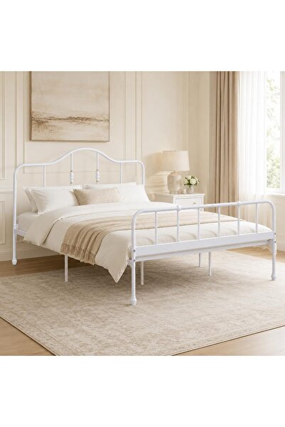 SAHABA Bed Frame, 200 x 180 Metal Bed Frame with Underbed Storage, Space Savi...