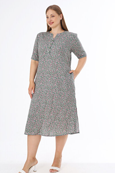 İntensive Rochie de damă, mărime mare, cu imprimeu floral, cu șiret la spate,...