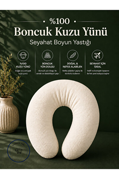 sadevia yün %100 Boncuk Kuzu Yünü Seyahat Boyun Yastığı