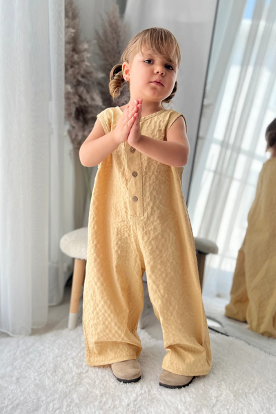 Mioma Kids Patched Jumpsuit Pastel Yellow