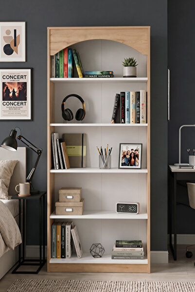 Yurupa Venti 5 Raflı Kitaplık Modern Çok Amaçlı Salon Ofis Kitaplığı 187 cm S...