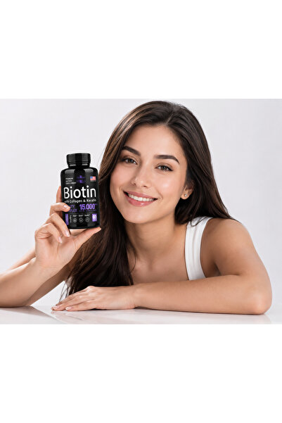 Lovisah Biotin Beauty Complex with Collagen & Keratin, 15,000 mcg Per Serving, Hair Skin & Nails Care, 60 Capsules