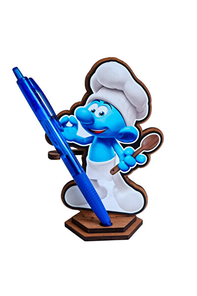 OEM Figurina Strumfii Bucatarul Smurf, 14 cm, lemn
