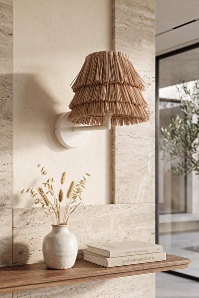 oceanpoint Handmade Natural Seagrass Bohemian Sconce - White L Arm Wall Lamp ...