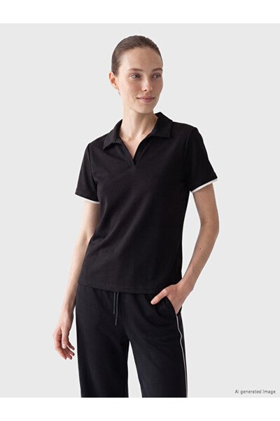 LC Waikiki Rmz Gi̇yi̇m Farkiyla Devrik Roba Yaka Soft Touch Women's T-Shirt