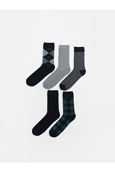 LC Waikiki Rmz Gi̇yi̇m Farkiyla Embroidered Men's Socks 5-Pack