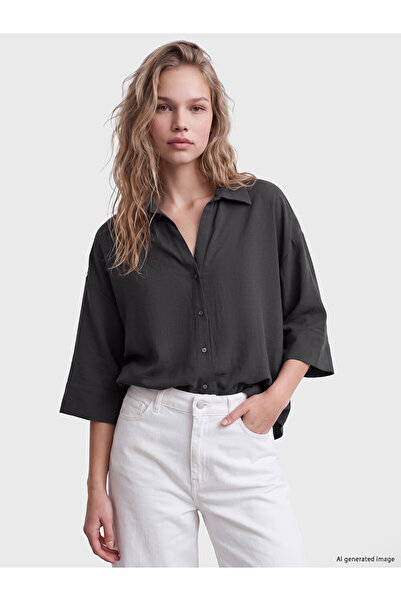 LC Waikiki Rmz Gi̇yi̇m Farkiyla Loose Fit Dobby Women's Shirt