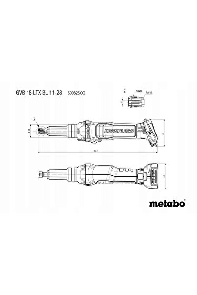 Metabo Polizor drept aku 18V BODY METABOX GVB 18 LTX BL 11-28 600826840