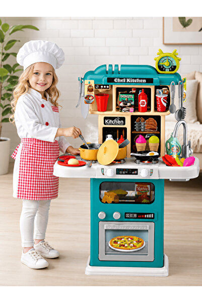 Bei Di Yuan Toys لعبة مطبخ الشيف التفاعلي للأطفال 63 قطعة مع رذاذ بخار وصنبور...