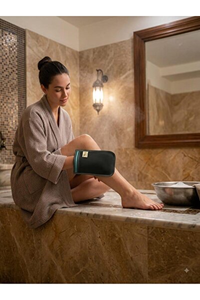 ÇAVUŞOĞULLARI Medium Hard Scrubbing Pouch Black 17X26 cm Turkish Bath Exfolia...