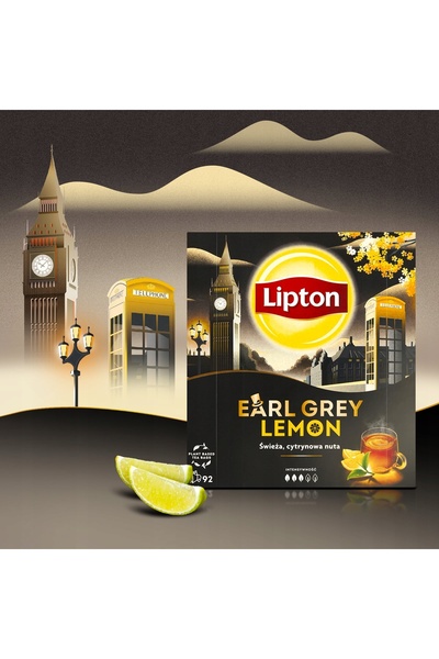 NO BRAND Set de 3x ceai negru Lipton Earl Grey LEMON, 92 de pliculețe