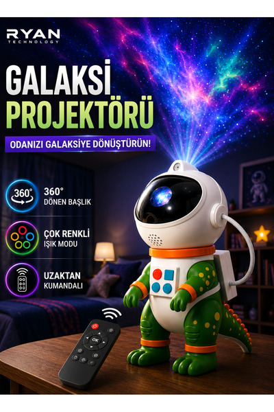 Ryan Gece Lambası Yıldız Projektör Astronot Işıklı Galaksi Samanyolu Projeksi...