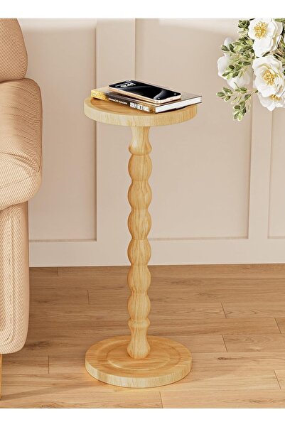 Generic Brand Vintage-Style Natural Wood Round Side Table/Coffee Table for Be...