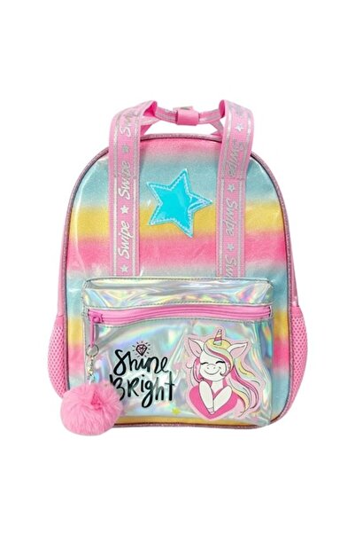 Welora Rucsac de grădiniță cu breloc cu pompon, model Unicorn, 25 x 12 x 32 c...