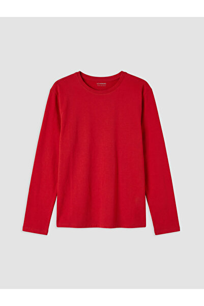 LC Waikiki Red Crew Neck Basic Girl's T-Shirt