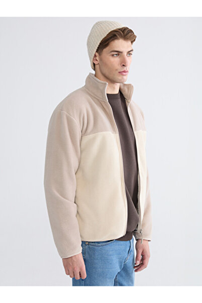 LC Waikiki Rmz Gi̇yi̇m Farkiyla Dik Roba Collar Fleece Men's Zipper Sweatshirt