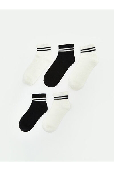 LC Waikiki Rmz Gi̇yi̇m Farkiyla Striped Women's Booties Socks 5-Pack