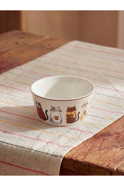 LC Waikiki Rmz Gi̇yi̇m Farkiyla Cat Printed Porcelain Bowl