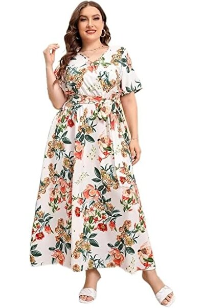 GENERAL Boho Wrap V Neck Maxi Dress for Women Plus Size Wedding Guest Dress