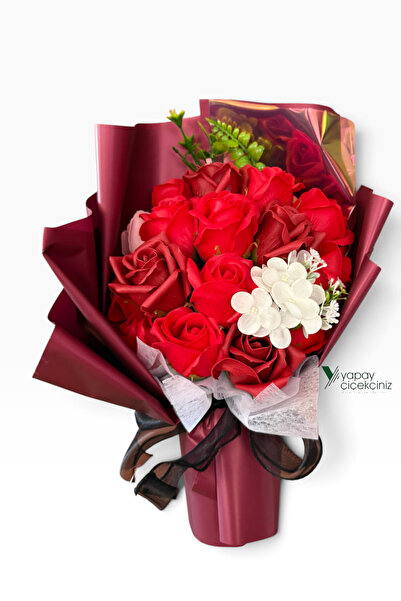 YAPAY ÇİÇEKÇİNİZ Buchet de 6 trandafiri artificiali parfumați, 35 cm – Cadou ...
