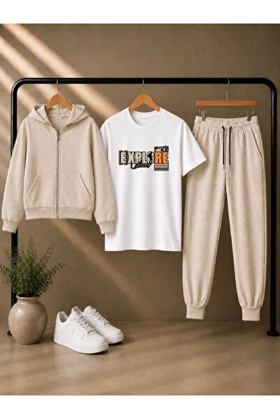 cm buseyiz Set casual din 3 piese pentru copii Busekids unisex: jachetă cu gl...