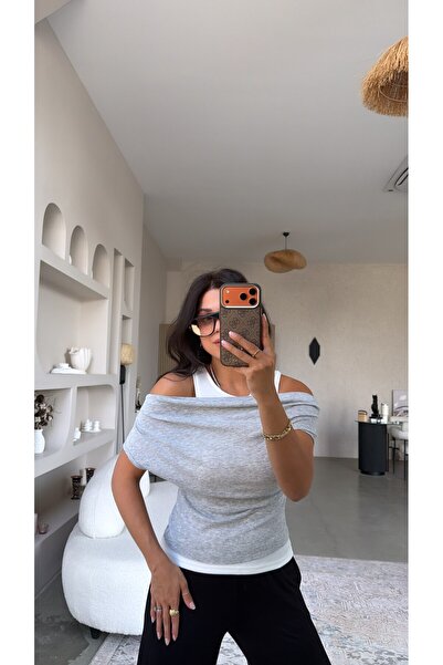 Buket Teke بلوزة رياضية رمادية موديل ZR