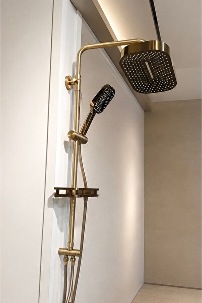 ALLIMO SHOWER SYSTEMS Allimo gold eskitme şampuanlıklı prinç yönlendiricili d...