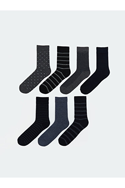 LC Waikiki Rmz Gi̇yi̇m Farkiyla Embroidered Men's Socks 7-Piece Pack