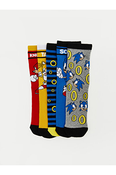 LC Waikiki Rmz Gi̇yi̇m Farkiyla Blue Quick Hedgehog Boys' Socks 5-Pack