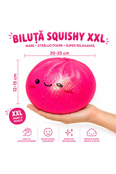 OEM Jucărie Squishy Gălușcă Gigantă Roz cu Sclipici – Super Moale, 20-25 cm